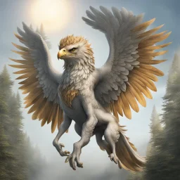 A beautiful Griffin with big and strong wings in flight