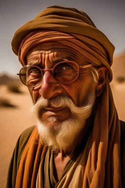 Desert photos of a blind old man .