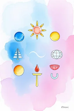 Purpose, represented as symbols pastel water colors