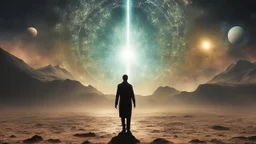 matrix universe, space, planets, god creation walking on the light