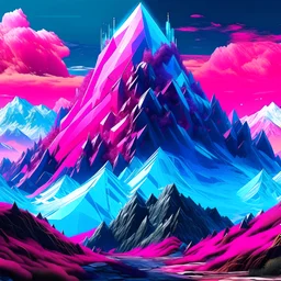 a mountain made of crystal, Revolutionary AI Art Generator: Transforming house into Visual Spectacles!" This description highlights the cutting-edge nature of using AI to create strange cover art, emphasizing the fusion of technology and creativity to produce captivating visual representations of music in a synthwave and vaporwave style