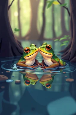 hi poly Mud luxury smiling psychic forest frogs kissing