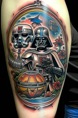 Star wars Traditional style tattoo drawing