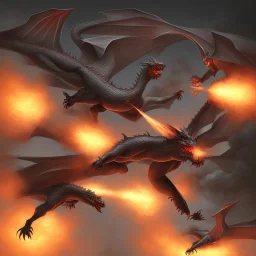 Dog fighting a dragon