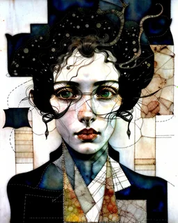 Weathering the storm, stone texture patchwork, watercolor and ink, intricate, elegant, Egon Schiele, Annigoni, Catrin Welz-Stein, debeh