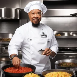 a bustling kitchen, filled with the clinking of pots and pans, the sizzle of ingredients hitting the hot pan, and the fragrant aromas wafting through the air. The Chef Ice-T from Law & Order: Special Victims Unit stands at the center of it all, a master of culinary creativity and precision. Today, the challenge is to highlight a specific ingredient in a way that is both creative and absolutely delicious. Ice-T's eyes light up with excitement as they reach for a vibrant, ripe meat. The bloody mea
