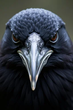 Storm Crow. Close up portrait. Afraid to fail, afraid to dive within. But still smiling.