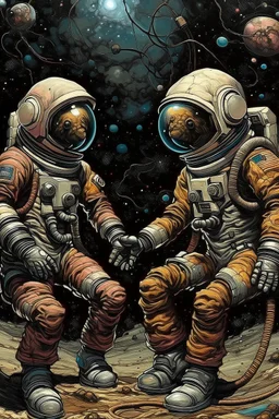 Cause you and I will be like a couple of cosmonauts Except with way more gravity than when we started off" minimalisric surreal space composition Modifiers: oil on canvas surreal Mixed Media mysterious Impressionism heavy brushstrokes Jamie Heiden Gayane Khachaturian arbitrary colour alteration dmt puff mild exorcism Squeak Carnwath Bif Inc.™