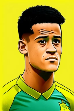 Philippe Coutinho Brazilian football player ,cartoon 2d