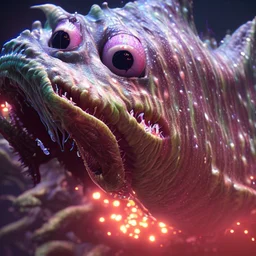 fluid ink angler fish creature, unreal engine 5, 8k resolution, photorealistic, ultra detailed