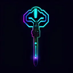 cyberpunk key, black background, black lighting, video game icon