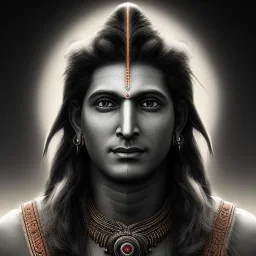 portrait Lord Shiva, meditation, third eye, universe, fourth dimension, fractal, realistic, 8k, high quality, extreme detail, symmetrical,