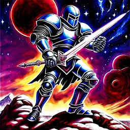 fantasy space knight 90's tcg art