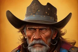 old RUGED cowboy face hat