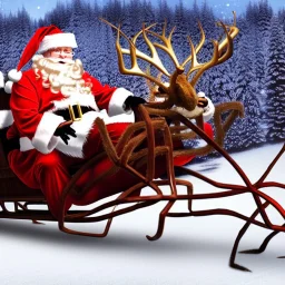 photo, santa claus sleigh pulled by giant spiders