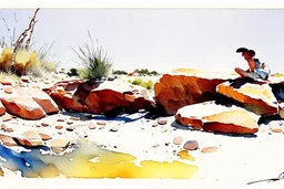 Sunny day, rocks, arid land, winslow homer watercolor paintings