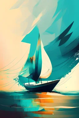 boat on the sea , abstract style