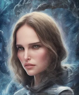 portrait Natalie Portman Star Wars with ocean nature