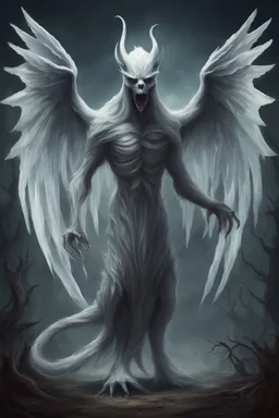 horror ghost beast guardian of knowlage with tail and wings