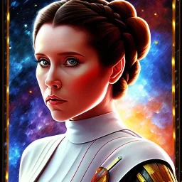 photorealistic princess leia in star wars ,braided hair, illustration on coarse canvas by Leonid Afremov , ornate and intricate details