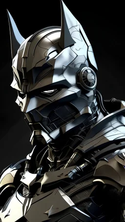batman as a futuristic Soldier wearing advanced titanium and stainless steel cybernetic suit concepts But the mouth is protected by a layer of titanium