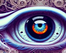 a detailed illustration of an eye, intricate details, realistic, digital art, meticulously detailed iris, bright colors, perfectly round eye, MidJourney style