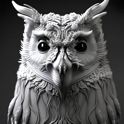 A portrait of a magical creature, mythical, fantasy , magnificent, majestic, highly intricate, Realistic photography, incredibly detailed, ultra high resolution, 8k, complex 3d render, cinema 4d, owl/fox, creature hybrid, high resolution photo, trending on artstation, psychedelic, blacklight colors, mandala