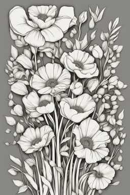 outline art of bloemenmand only black and white, no colour , White background. sketch style, clean line art, white background, no shadow and clear, no people, no colour, for book