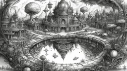 pencil sketch, relaxation, luxury, dream world, calm beauty, symmetry, fantasy world, magic, beautiful composition, exquisite detail, 28mm lens