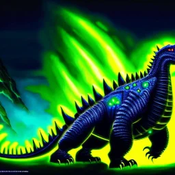 ultra detailed fullbody Drawing of Mech Godzilla ,with glowing Green eyes, extremely detailed digital painting, intrincate, extremely detailed face,crystal clear Big eyes, in the style of Pixar , mystical colors , perfectly centered image, perfect composition, rim light, beautiful lighting, 8k, stunning scene, raytracing