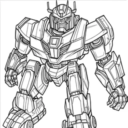 outline art for square bumblebee transformers coloring page for kids, classic manga style, anime style, realistic modern cartoon style, white background, sketch style, only use outline, clean line art, no shadows, clear and well outlined