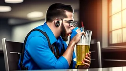 AT&T on-site technician drinking and getting drunk while on the job