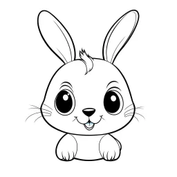 create a 2d black outline, "scary kawaii plush rabbit with buttons for eyes coloring book for kids", coloring page, low details design, black contour, coloring page design, simple background, colorful , card style, coloring page for kids, white background, sketch style,