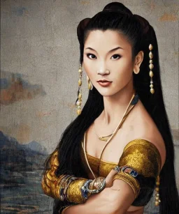 Beautiful k chun-li potrait like monalisa