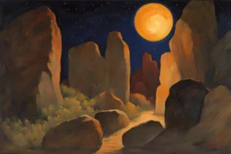 Night, rocks, mountains, rodolphe wytsman and friedrich eckenfelder impressionism paintings