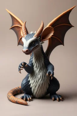hi poly Mud luxury Wyrm psychic Opossum fur dragon -pose just the character and simple background
