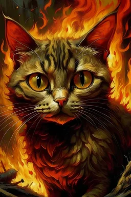 арт зомби кот смерть ужасы глаза в огне