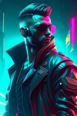 poster cyberpunk retro futuristic rebel man