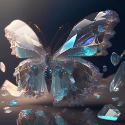 fusion of a butterflies and gem transparent, realistic photograph , 3d render, octane render, intricately detailed, cinematic,