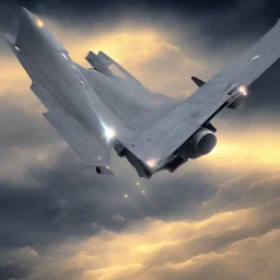 f-117 flying in the clouds