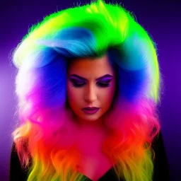 Full body portrait, painting, medium shot lady nuclear waste glow rainbow hair