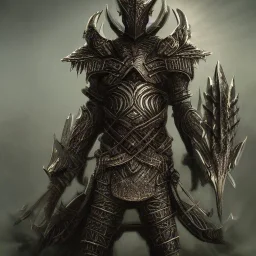 dark fantasy character faceintricate armor ultra sharp illustration digital cgi with forest background