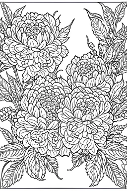 black and white beautiful thin frame made out of peonies for coloring pages, use a lot of big sunflowers in the frame, go all the way to the edges for the frame and leave a lot of space in the middle of the page, use only black and white, clear crisp outlines, no black background, go all the way to the outer edges of the page, use more space in the center of the page, make it rounder, use less shading, use more space in the center of the page, widen the frame, open up frame, more flower