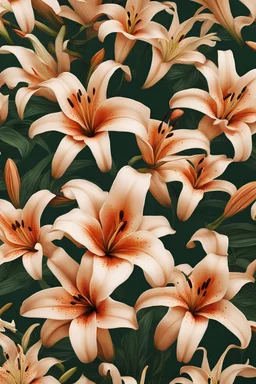 generate a image with full aesthetic color of lilies for digital wall art purpose