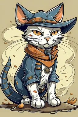 cowboy cat in deert in anime style