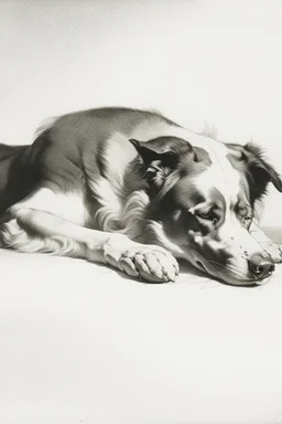 cane che dorme sdraiato visto di profilo figura intera