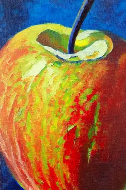 Abstract impasto oil painting of an apple with margins