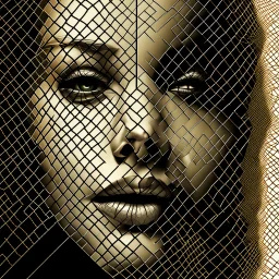 a drawing of a woman's face with a grid pattern on it, computer graphics by Igor Morski, behance, analytical art, daz3d, behance hd, sketchfab