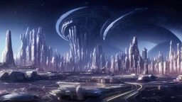 beautiful city on an alien planet in the future