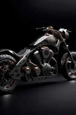 Luxury black motorcycle black dragon Decorated with white gold patterns